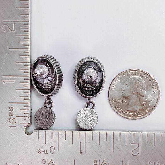 Vintage Signed Avon NR Nina Ricci Blue Lucite Faux Opal Dangle Earrings 1980s - Picture 11 of 11